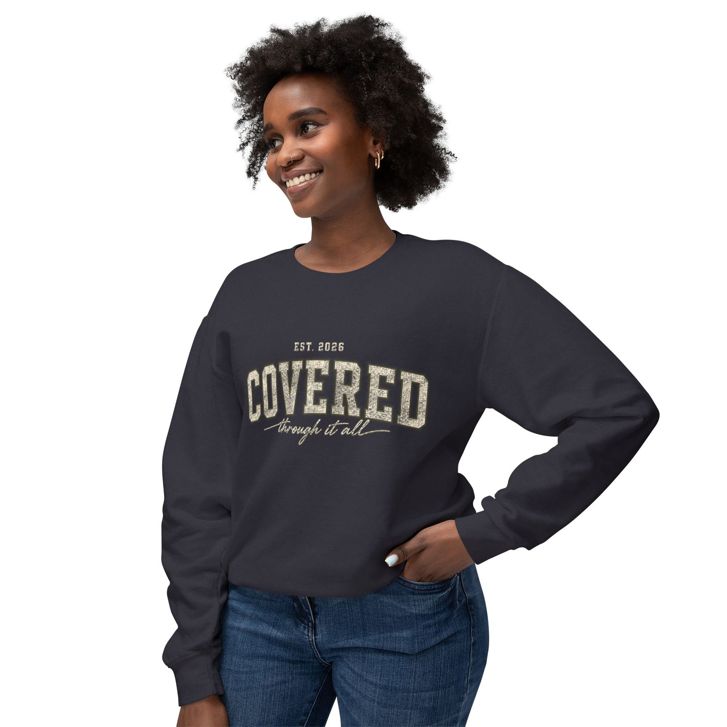 "Covered" Crewneck Sweatshirt — Cozy Faith-Inspired Pullover
