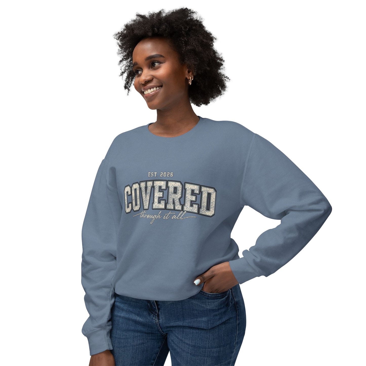 "Covered" Crewneck Sweatshirt — Cozy Faith-Inspired Pullover