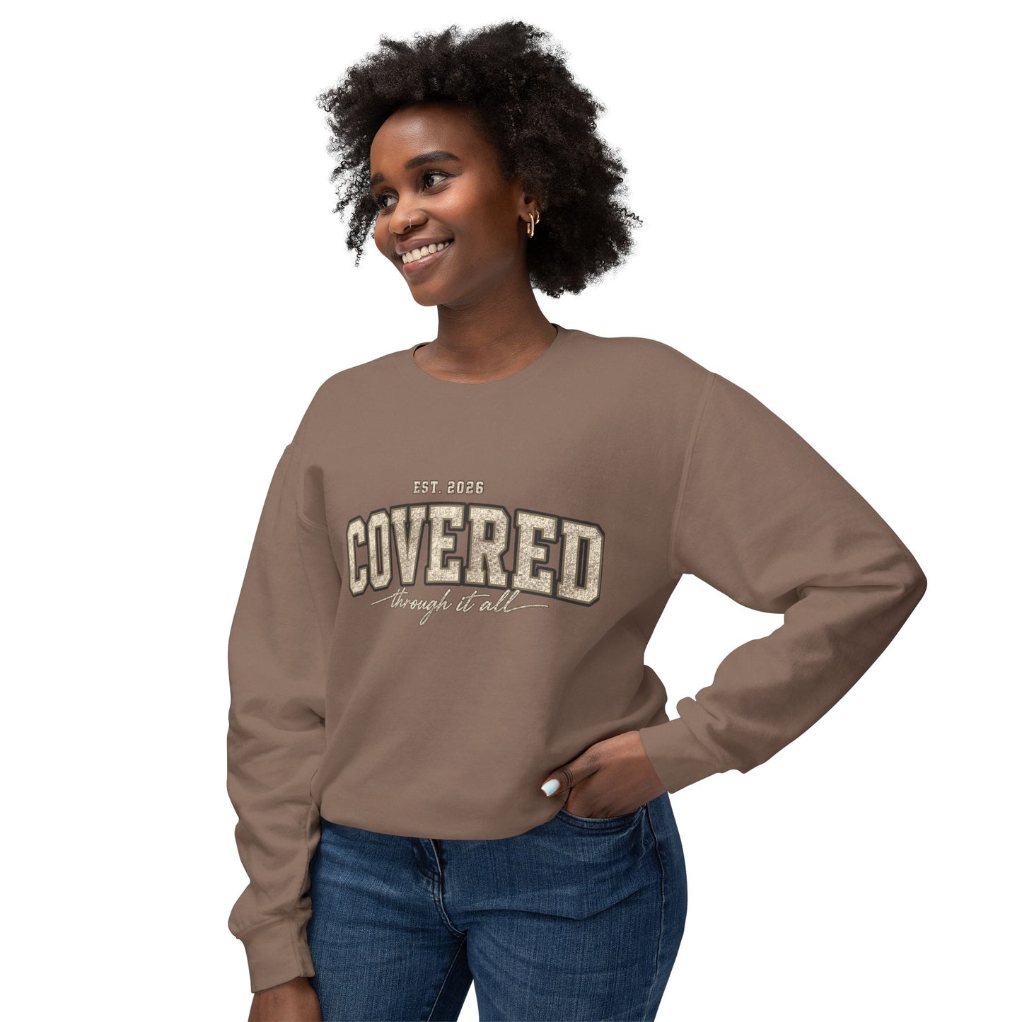 "Covered" Crewneck Sweatshirt — Cozy Faith-Inspired Pullover