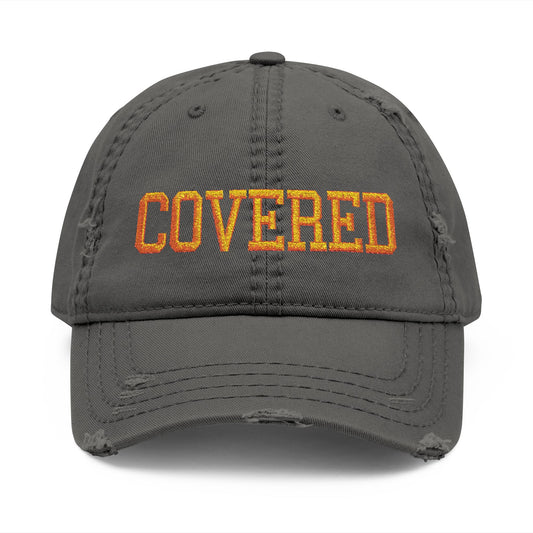 Covered Embroidered Distressed Dad Hat