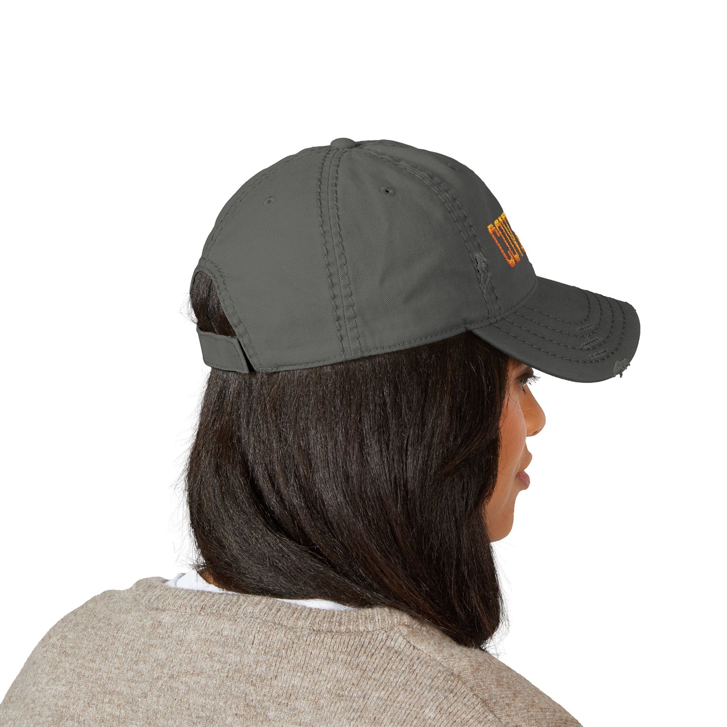 Covered Embroidered Distressed Dad Hat