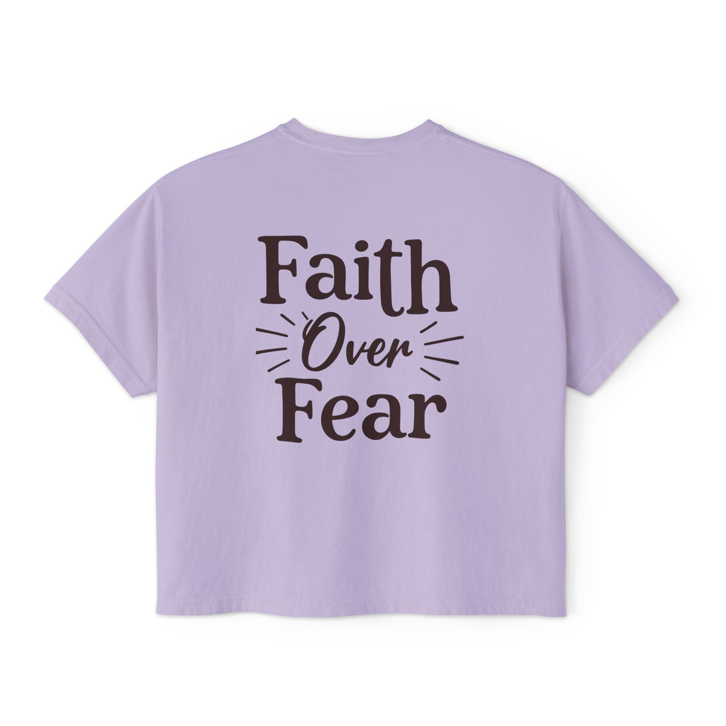 Faith Over Fear Women's Boxy Tee — Covered Christian Scripture Shirt