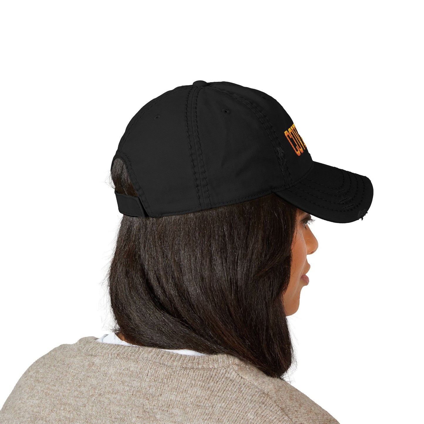 Covered Embroidered Distressed Dad Hat