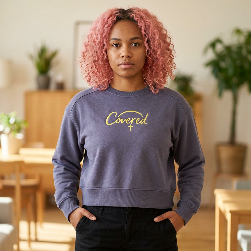 Women's Garment-Dyed Mid-Length Crewneck Sweatshirt