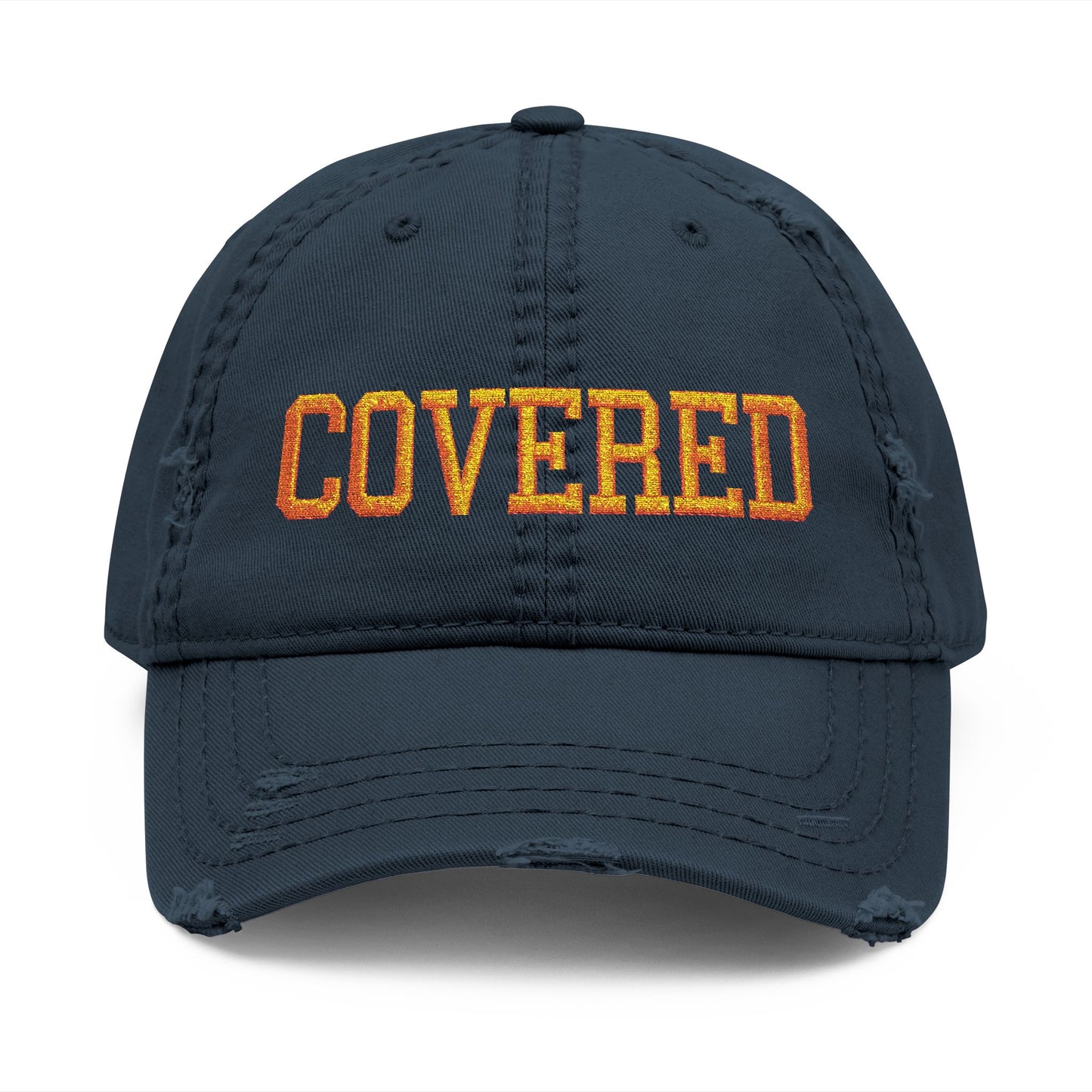 Covered Embroidered Distressed Dad Hat