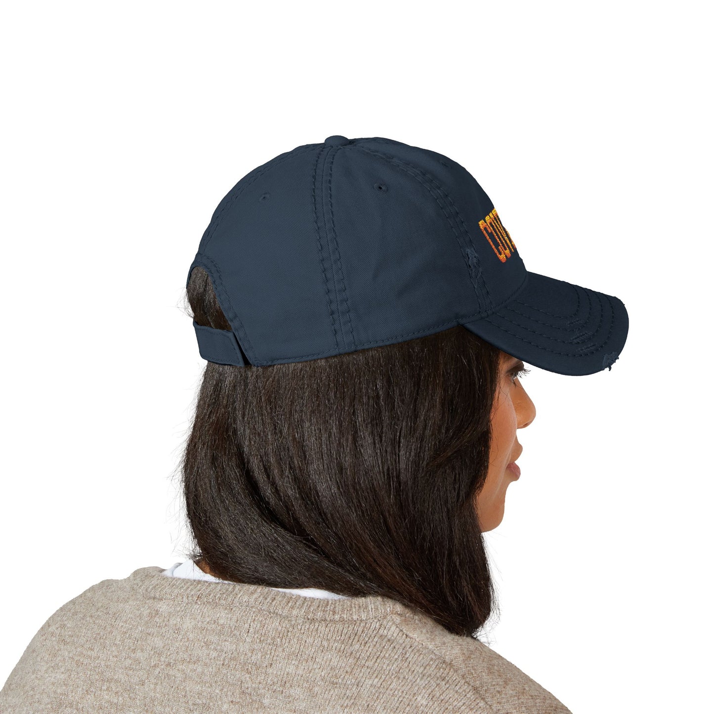 Covered Embroidered Distressed Dad Hat