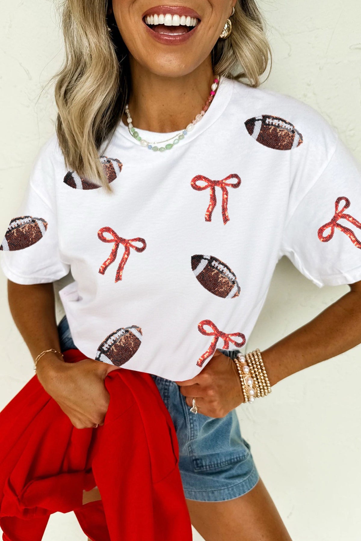 Football & Bows Sequin Tee 🏈🎀