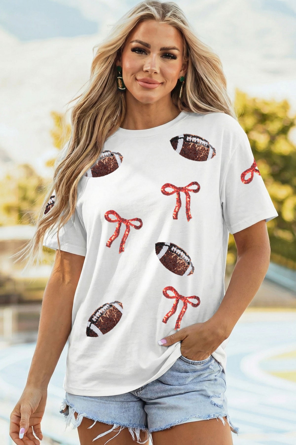 Football & Bows Sequin Tee 🏈🎀
