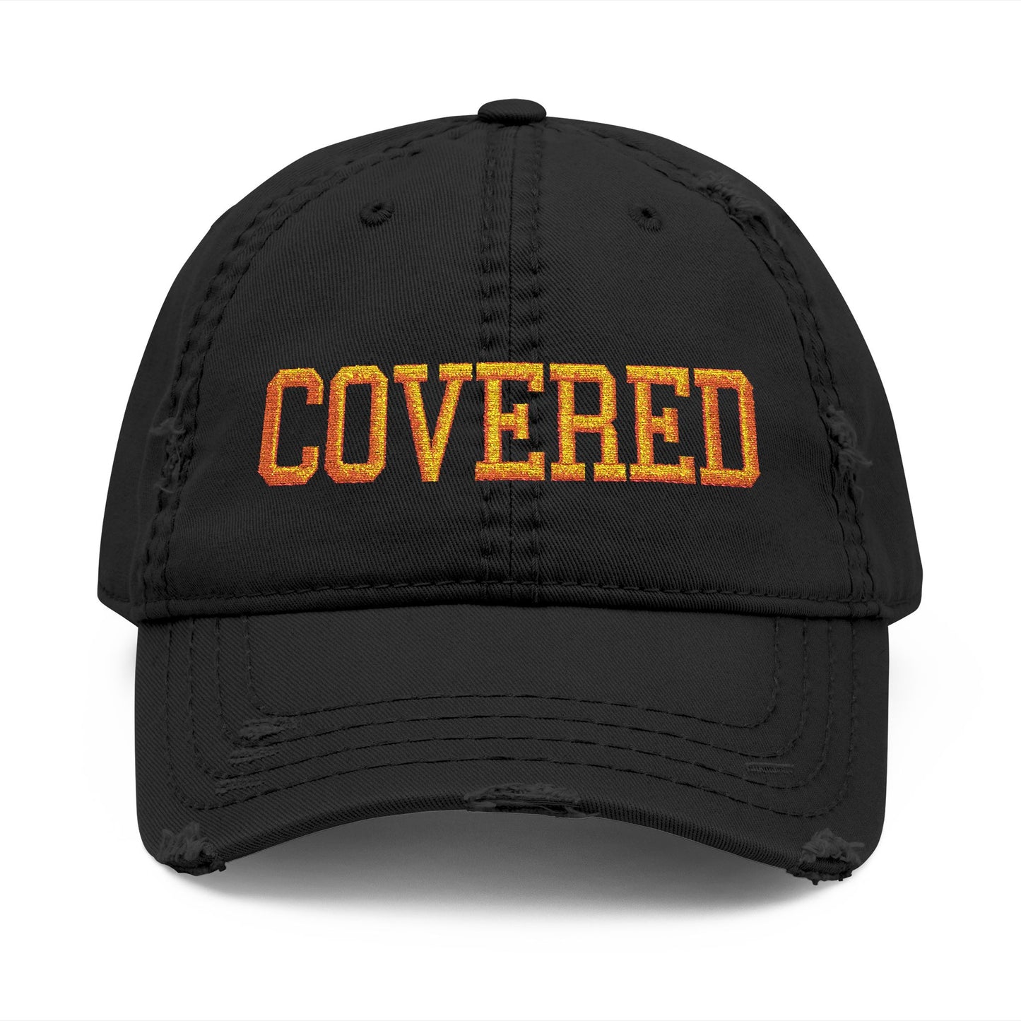 Covered Embroidered Distressed Dad Hat