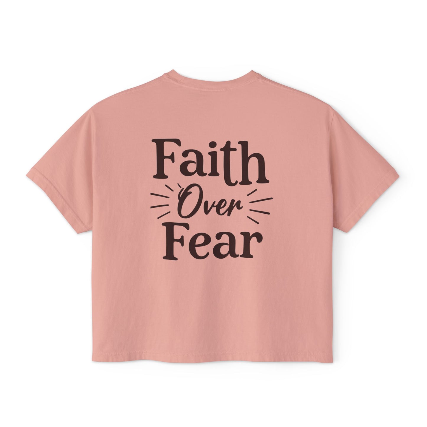 Faith Over Fear Women's Boxy Tee — Covered Christian Scripture Shirt
